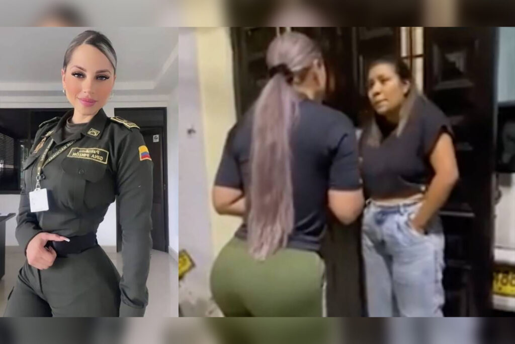 Videograban a la policía más sexi de Colombia agrediendo a una mujer al reclamarle por haber estacionado mal su motocicleta